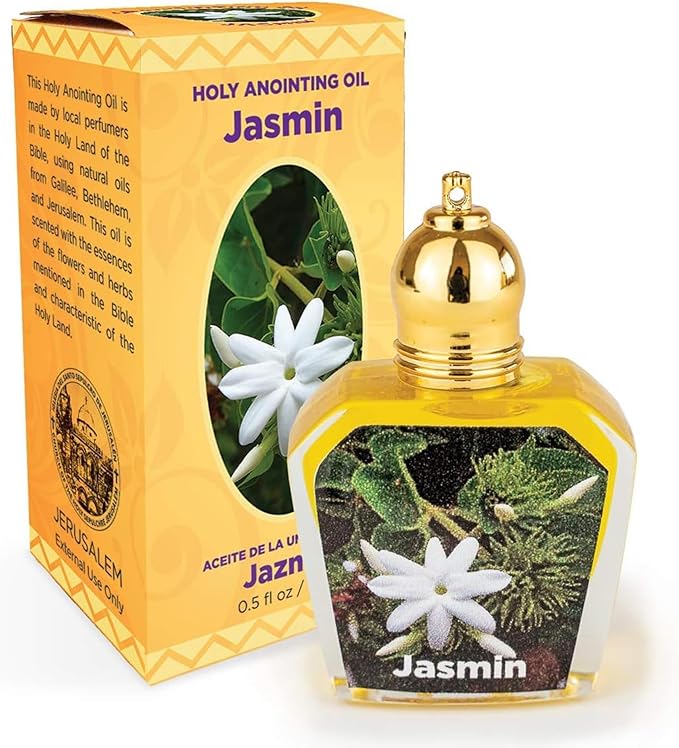 Jasmine Holy Land Anointing Oil from Israel, 1/2 oz Roller Bottle from Jerusalem, Locally Sourced Essences, Gift for Pastors, Priests, Rabbi, & Clergy, Aceite Ungido de Jazmín