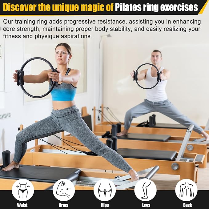 18 Pcs Pilates Ring and Ball Set Pilates Equipment for Home Workout 11.8 Inch Magic Circle Rings with Padded Handles, Small Yoga Balls for Strength, Fitness, Toning and Flexibility, Black