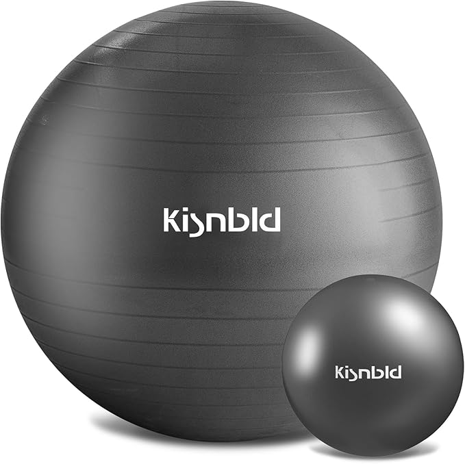 Exercise Ball, Extra Thick Yoga Ball for Workout Pregnancy Stability, 4 Sizes Anti-Burst Balance Ball with Foot Pump - Heavy Duty Fitness Ball Chair for Office, Home & Gym
