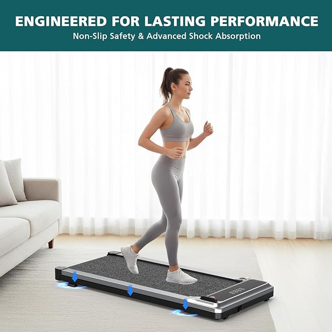 Smug Compact Armless Treadmill, Space Saving Design for Home & Office, Quiet Under Desk Walking Pad, 200 Lbs Capacity 3 in 1 Portable Walking Treadmill