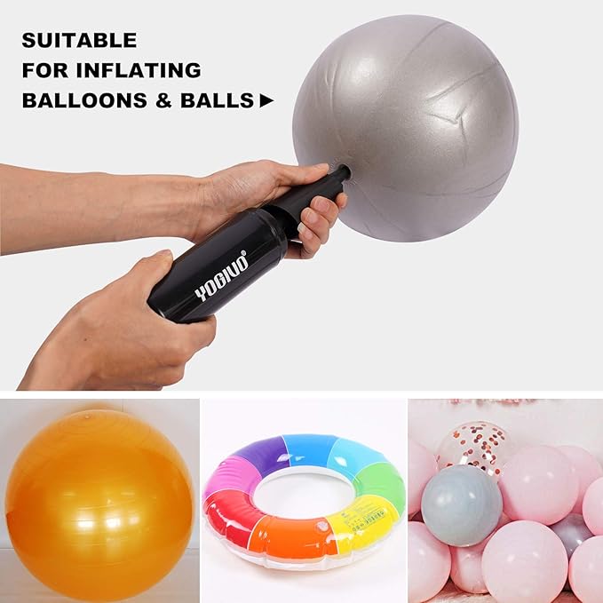 Exercise Ball Pump, Hand Air Pump for Stability Workout Yoga Ball, with 2 Plugs for Valve & 1 Plug Remover for Easy Deflation