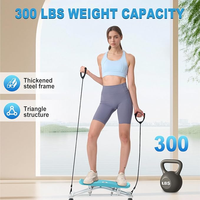 HOTSWEAT Balance Board, Ski Balancing Machine with 300 LBS Weight Capacity, Slide Stepper Stimulated Ski with Resistance Bands, Portable Balance Trainer for Full Body Workout