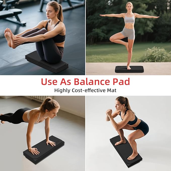1/2 Inch Extra Thick Yoga Mat Pilates Equipment, 70"x24" Odorless Workout Mats for Home Gym, Non-slip Exercise Mats for Women Men Home Workout, Foldable Yoga Mats for Travel Camping Sleeping