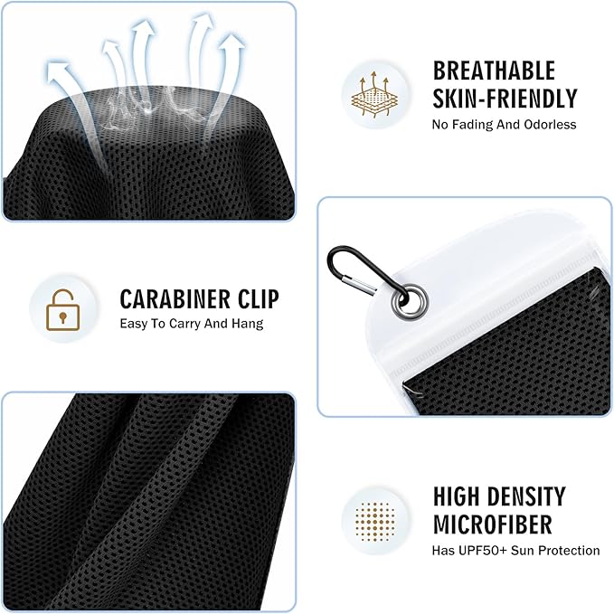 4 Pack Cooling Towels (40"x12"), Soft Breathable Cooling Towels for Neck and Face, Microfiber Workout Towels for Yoga, Golf, Running, Hiking & More Activities