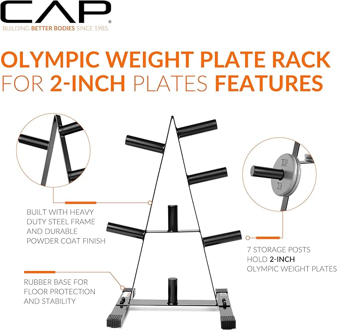 CAP A-Frame Olympic Plate Rack – Heavy-Duty 2-Inch Weight Plate Tree and Storage - 5 and 7 post options