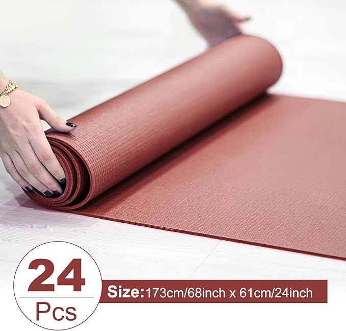 24 Pack 3 mm Thick Yoga Mat Bulk, Non Slip Exercise Workout Fitness Pad for Women Men, Gym Home Yoga Pilates, Easy to Clean, Sturdy PVC