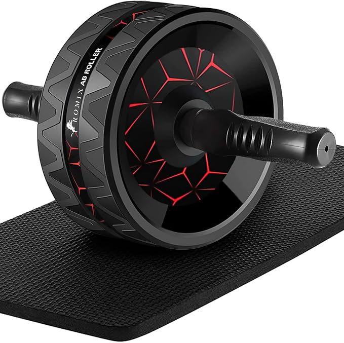 ROMIX Ab Roller Wheel, Wide Ab Wheel Roller with Extra Thick Knee Mat for Home Gym Fitness, Abs Workout Equipment for Abdominal and Core Strength Training for Men and Women, Exercise Wheels for Abs