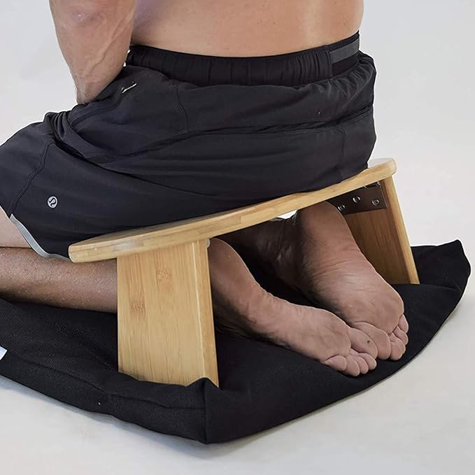 Bamboo Ergonomic Folding Meditation Bench - Meditation Chair Folding - Ideal for Vipassana and Transcendental Meditation - Including Handbag