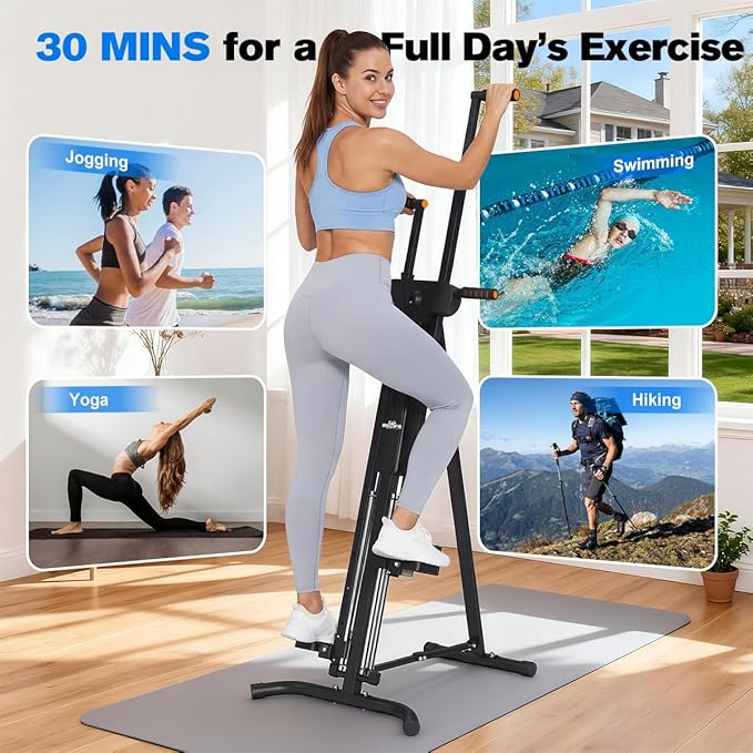 Relife Vertical Climber Exercise Machine for Home Gym with 4 Metal Guide Rails Folding Exercise Climber Step Fitness Machines Cardio Workout Machine 5-Level Heights Stair Stepper 2026 Newer Version