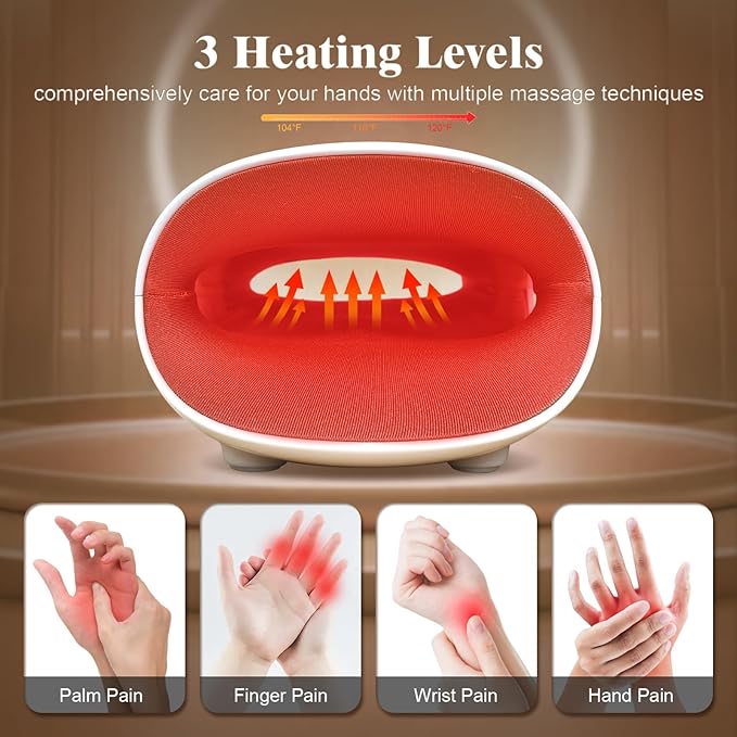Hand Massager, 9 Modes 9 Intensities Hand Massage, Cordless Hand Massager for Arthritis and Carpal Tunnel, Mother's Day Gifts for Men Women Parents Relaxation at Office, White