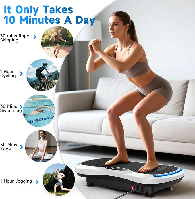 Vibration Plate Exercise Machine for Lymphatic Drainage, Vibration Machine for Full-Body Weight Loss Shaping, Vibrate Fitness Platform 400 Lbs & 200 Adjustable Speeds for Women Men Home