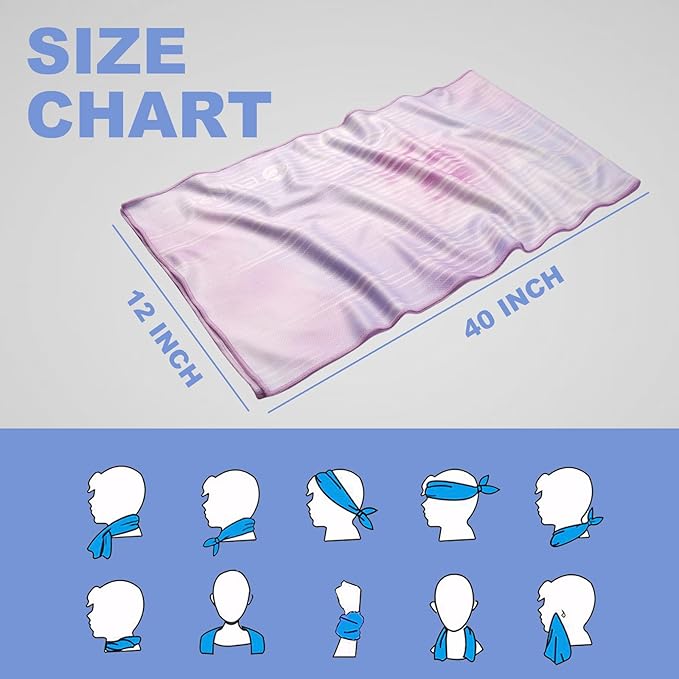Cooling Towel, Ice Towel for Neck, Soft Microfiber Chilly Towel Stay Cool for Sports, Yoga, Running, Gym, Workout, Biking, Camping & Outdoor Activities 40"x12"