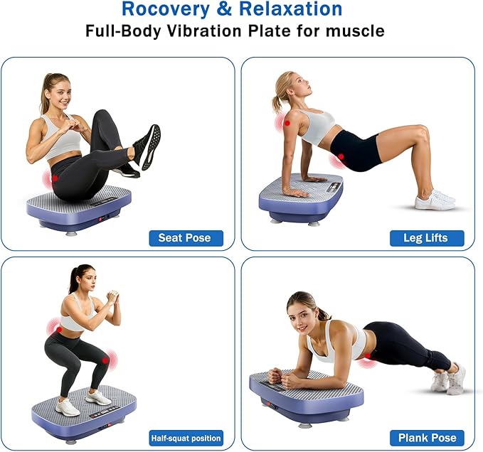 Vibration Plate Exercise Machine, Vibrating Plate for Lymphatic Drainage, Shake Plate Whole Body Waver Vibration Plate Platform, Fitness Equipment for Weight Loss Fat Burner for Women Men