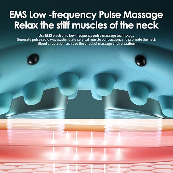 Neck Massager with Cervical Traction, Ergonomic Neck Pain Relief Device, Portable Neck Relaxer for Home & Office, Lightweight Neck Support Massager