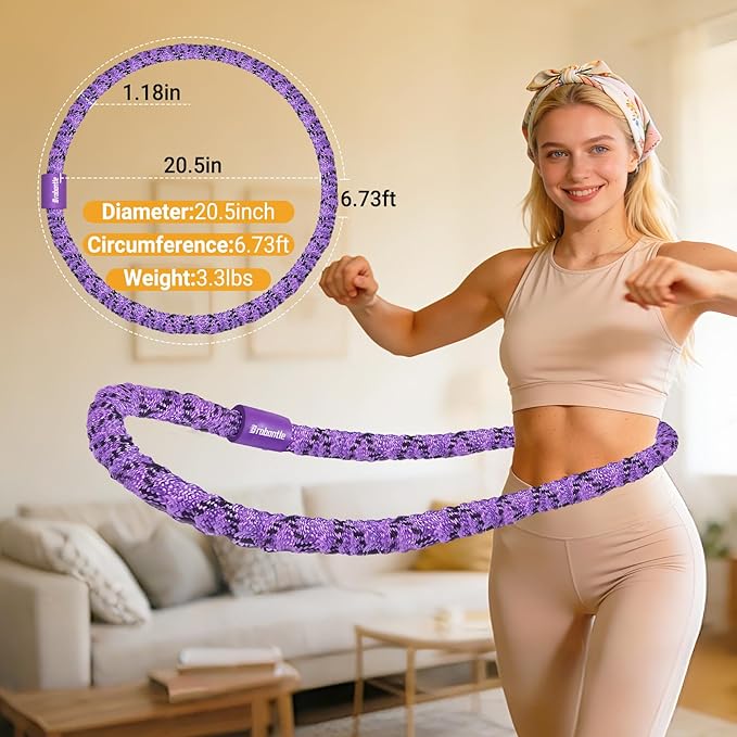 Soft Fitness Spring Hoop for Women Weight Loss, 3.3 lbs Weighted Exercise Infinity Hoop, Foldable and Portable Hula Circle Hoops for Home Travel