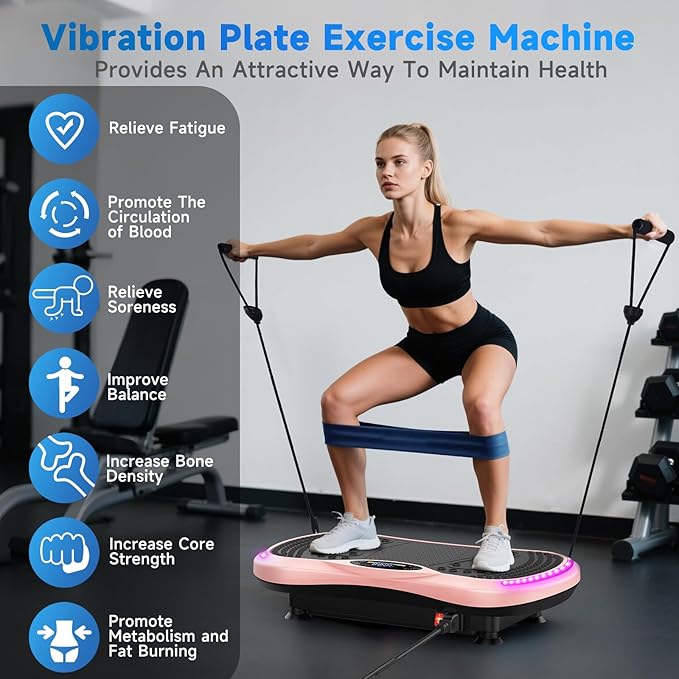 Vibration Plate Exercise Machine for Lymphatic Drainage, Vibration Machine for Full-Body Weight Loss Shaping, Vibrate Fitness Platform 400 Lbs & 200 Adjustable Speeds for Women Men Home