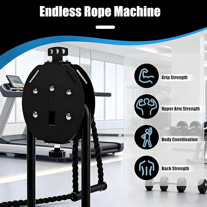 Endless Rope Trainer Adjustable Resistance Infinity Pulley System with Closed-Loop Nylon Rope Suspension Fitness Machine for Interval Strength