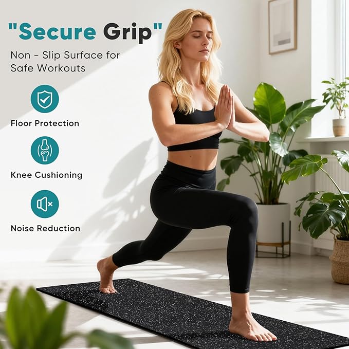 OLIXIS Interlocking Rubber Floor Tiles, 1/2 Inch Thick Non-Slip Gym Flooring Mats for Home Gym, Garage Floor Mats Protective Workout Room Tiles for Weight Lifting & Cardio, 6 Pcs