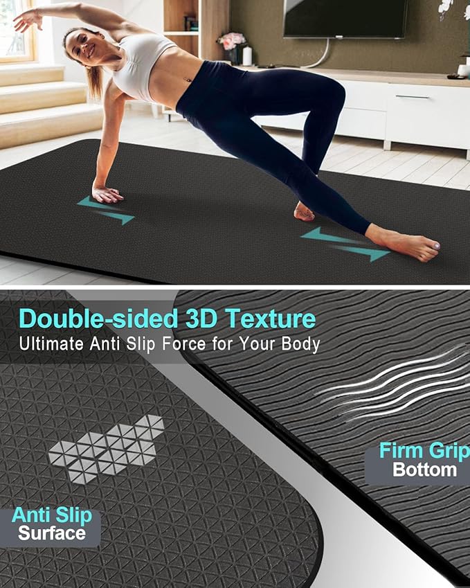 Extra Long & Wide Thick Yoga Mat for Tall Men & Women, 84'' x 32'' x 7mm Oversized Yoga Mat Double-Sided Non Slip, Pro TPE Yoga Mats with Strap