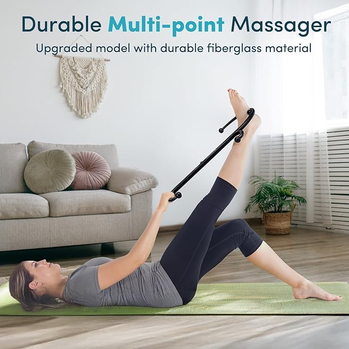 Lifelong Trigger Point Massage Tool for Pain Relief Deep Tissue, Full Body Handheld Massage Stick Hook Back Neck Shoulder Multi-Pressure Point Massager Cane for Women & Men, Black