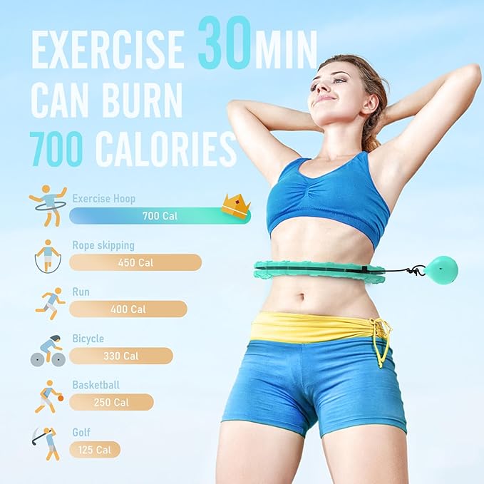 JKSHMYT Weighted Hula Circle Hoops for Adults Weight Loss, Infinity Fitness Hoop Plus Size 47 Inch, 24 Detachable Links, Exercise Hoop Suitable for Women and Beginners