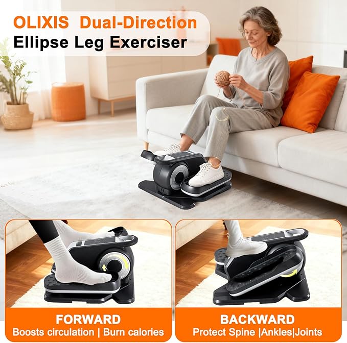 OLIXIS Under-Desk Elliptical Machine–Compact & Quiet Mini Pedal Exerciser with Adjustable Speed, LED Display, Portable Fitness Solution for Home or Office Workouts
