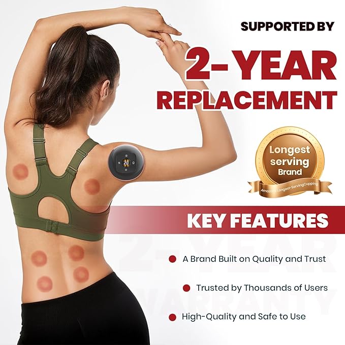 Becommend 5-in-1 Smart Dynamic Cupping Therapy Set with 20-Level Heat & Suction, Cupping Kit for Massage Therapy, Electric Cupping Device with Red Light for Back Pain, Knots, Soreness Relief (Red)