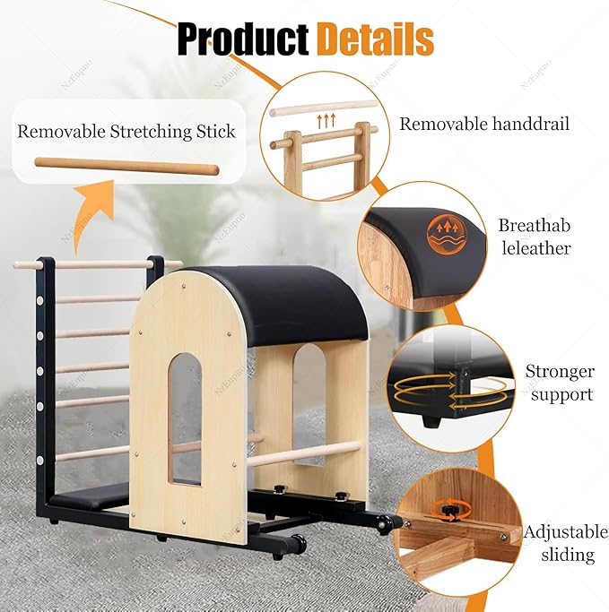 Pilates Barrel Equipment, Wooden Pilates Ladder Exercise for Home Workout, Professional Yoga Fitness Gym Strength, Body Stretch and Flexibility Use Black