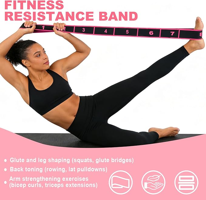 5 Pack Fitness Resistance Bands, Numbered Resistance Bands for Glutes, 8-Section Elastic Training Bands for Yoga, Stretching, Pilates, Fitness