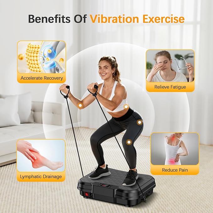Vibration Plate Exercise Machine,Vibrating Platform for Lymphatic Drainage with 250 Speeds,450 lbs Weight Capacity,Vibrated Plates for Weight Loss,Full Body Workout Equipment for Fitness at Home
