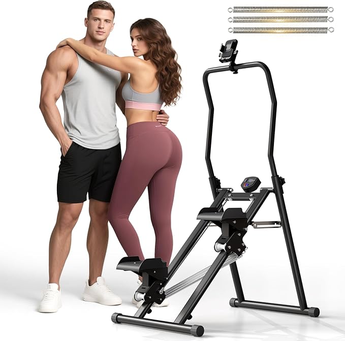 MOMODA Stair Stepper Resistance Adjustable Folding Vertical Climber Machine for Home Gym Full-Body Workout