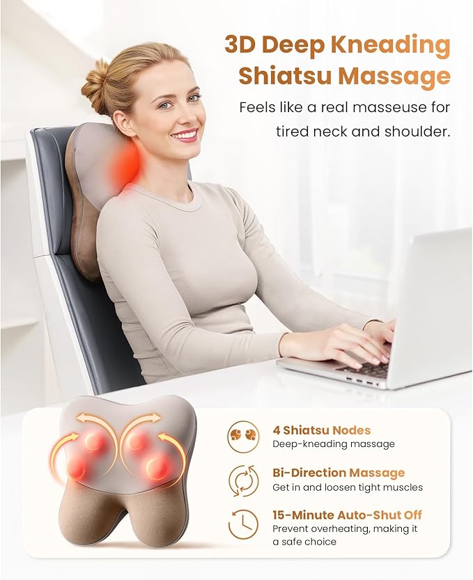 BOB AND BRAD Back Massager with Heat FSA Eligible, EZBack Corded Back Massager for Pain Relief Deep Tissue, Shiatsu Back Shoulder and Neck Massage Pillow, Soothing Full-Body Relief for Women Men