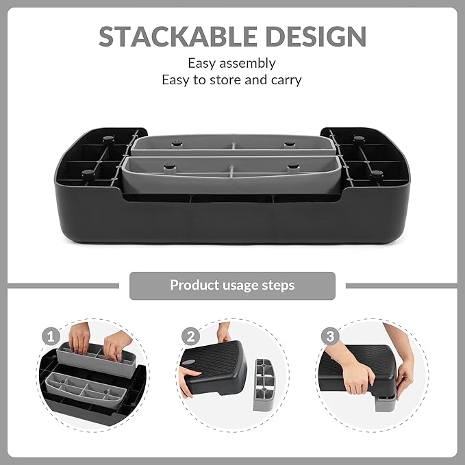 Fitvids 18" Aerobic Step Platform, Workout Stepper with Adjustable 2 Stackable Risers 3" 5.5" for Home Gym Small Space, Exercise Step, Multiple Option