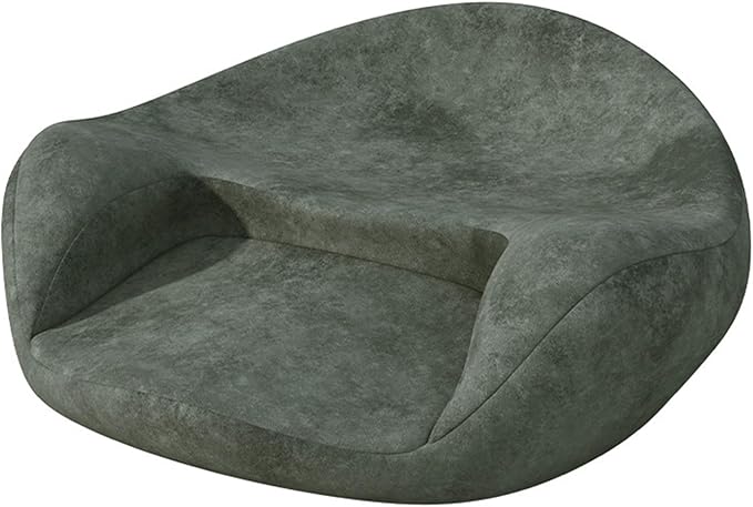 Ergonomic Meditation Cushion, Suede Floor Seat for Yoga and Mindfulness Practice, Memory Foam, Curved Back Support (Blackish Green)