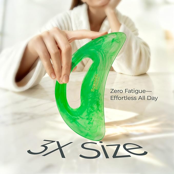 Scienlodic Gua Sha Massage Tool with Handle (Resin) Larger Guasha Body Scraping Tool for Back Legs Neck Massage, Lymphatic Drainage, Cellulite Remove - Large Green