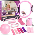 Pilates Kit 13Pcs Home Pilates Essentials Workout Kit with 13" Ring, 10" Ball and Resistance Bands for Women at Home Pilates Equipment Set for Beginners