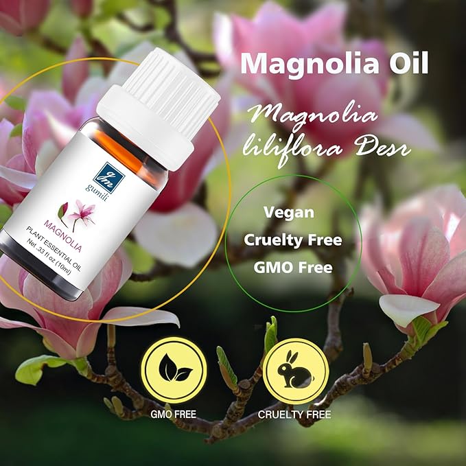 Magnolia Essential Oil - Pure Natural Fragrance for Aromatherapy, Perfume Making, Candles, Soap, Room Spray, Diffuser Blends - Organic, 10mL Undiluted - Pack of 2