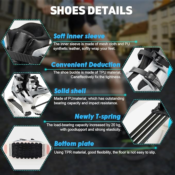 Kangaroo Jump Shoes for Women & Men – Adult Moon Shoes with 4 Springs, Low-Impact Fitness Jumping Boots for Exercise, Weight Loss, Cardio