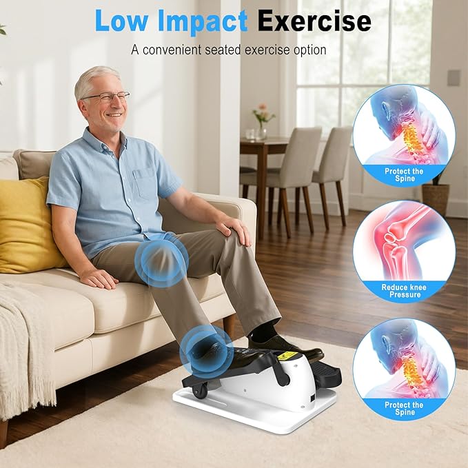 HOTWAVE Under Desk Elliptical Exercise Machine, Ellipse Leg Exerciser Electric as Seen on TV While Sitting for Seniors with Remote Control & 12-Speeds, Seated Foot Pedal Exercise Training Equipment