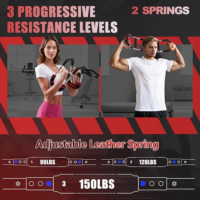 2025 Pro Twister Arm Trainer, 90-150lbs Adjustable Power Twister Bar, Chest Shoulder Arm Workout Equipment, Portable Detachable Upper Body Fitness Machine for Home & Gym