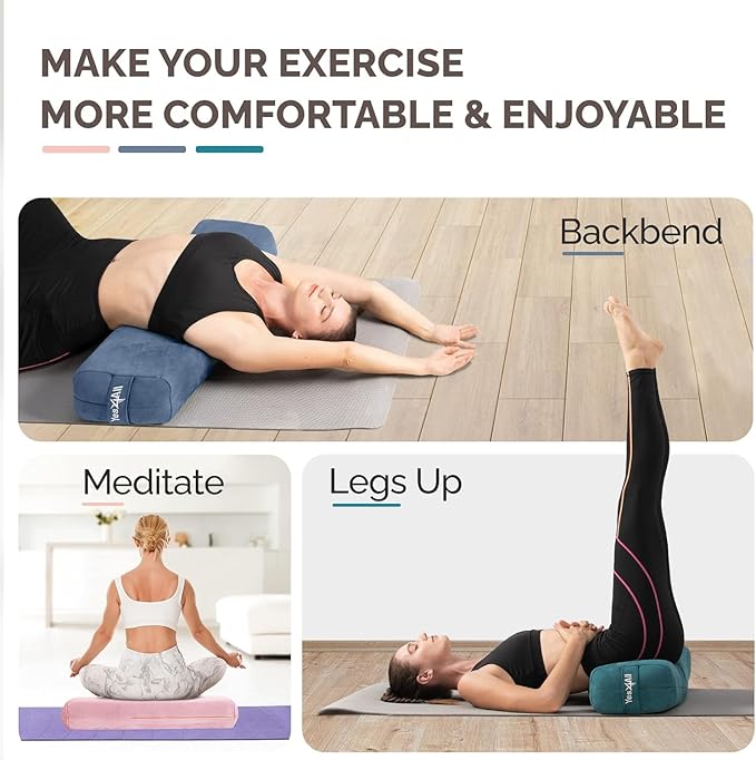 Yes4All Triple-Layer Sponge Yoga Bolster for Restorative Yoga & Meditation – Supportive Pillow for Balance & Pose Adjustments