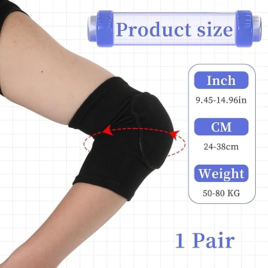 1 Pair Volleyball Elbow Pads, Arm Brace Pads Elbow Protector Strap Support Fitness Arm Protector Compression Breathable with Padded for Men and Women (Black, S, Suitable weight:110-176lb)