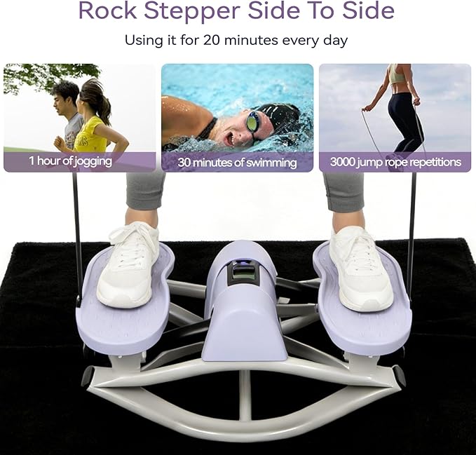Lateral Rocking Fitness Stepper for Home Workout, Low-Impact Rock Stepper Protects Knees & Joints, Portable Compact Side-to-Side Stepper for Legs, Glutes & Abs Training