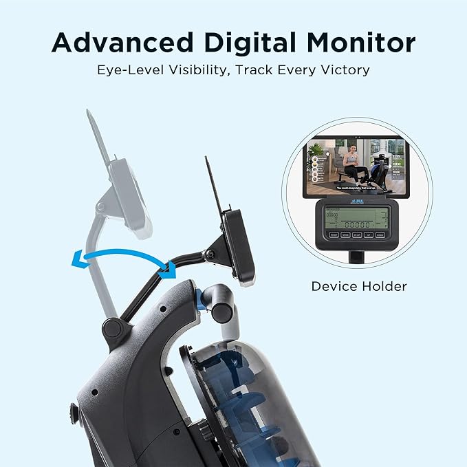 JLL Magnetic Rowing Machine – Foldable Rower for Apartments & Home Gyms, 16 Resistance Levels, Bluetooth with SunnyFit App, Easy-Glide Wheels, Tilt-to-Store Upright Design