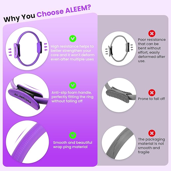 Pilates Ring Kit for Women and Men - 15 inch Magic Circle Exercise Ring and Ball Set for Home Workout Equipment - Dual Padded Handles Ring and Resistance Bands Set for All Fitness Lovers