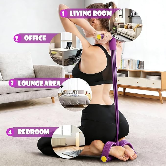 3 in 1 Resistance Bands with Handles, 4/6/8 Tubes Pedal Resistance Device, Upgrade Multifunctional Detachable and Adjustable TPE Elastic Pedal Puller with 300% Stretch for Exercise