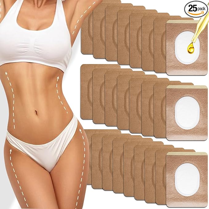Castor Oil Pack Wrap Patch - Organic Cotton Castor Oil Belly Button Pad, Disposable Self-Adhesive Abdominal Pads, Portable Anti Leakage High Absorbent Patch for Multi-Area Use 25Pcs