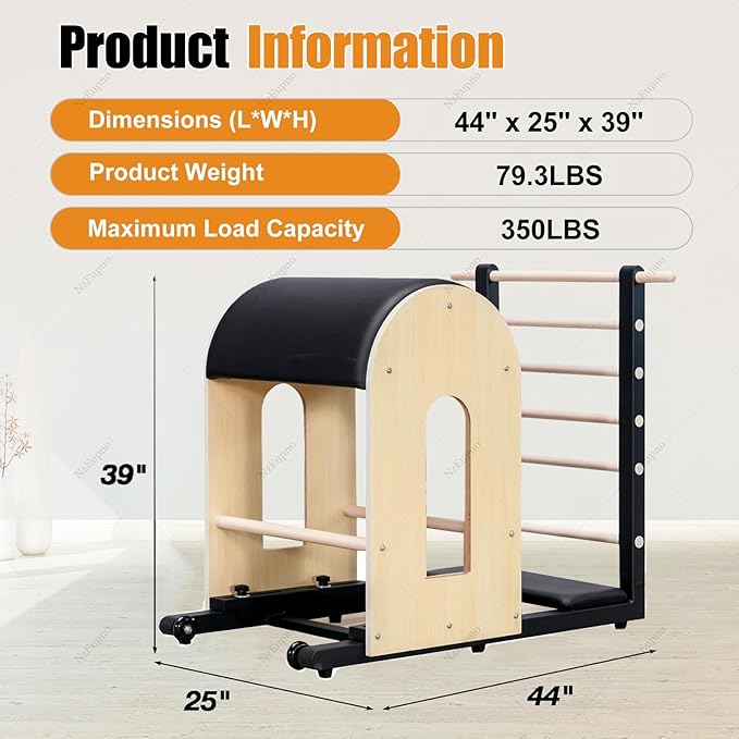 Professional Pilates Ladder Barrel for Body Stretch, Spine Corrector for Home & Studio Gym Fitness, Pilates Reformer Yoga Small Muscle Group Exercise Shaping Black