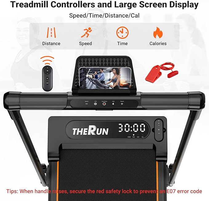 THERUN Walking Pad, 2 in 1 Foldable Treadmills for Home, 2.5HP Under Desk with Handle Bar, 16" Widened Running Belt, with Remote Control & LED Touch Screen