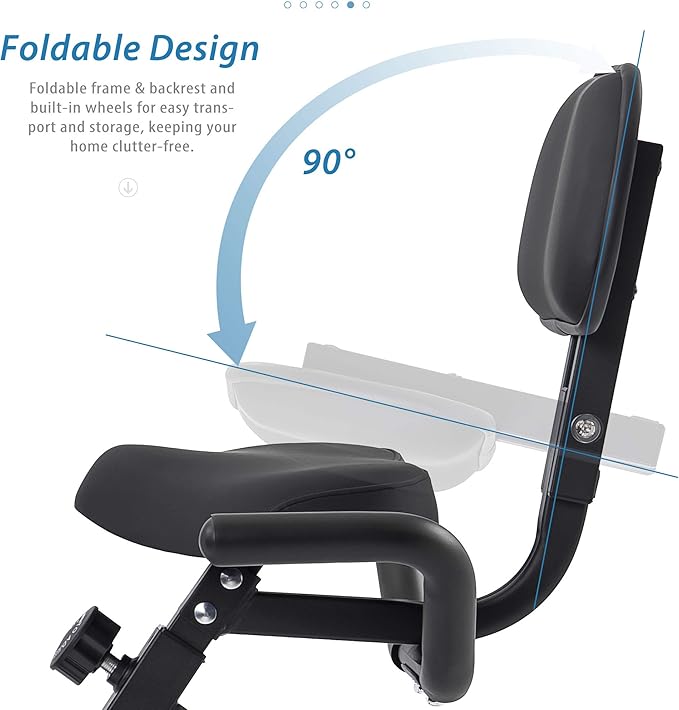 Folding Exercise Bike — 2-in-1 Upright & Recumbent Fitness Bike, 16-Level Adjustable Resistance, Adjustable Backrest, Arm Bands, Compact Foldable Design